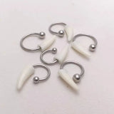 Lianfudai 1PC Customized Stainless Steel Fangs Lip Piercing Labret Lip Ring Goth Cosplay Vampire Teeth  Body Jewelry 16g