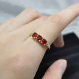 Lianfudai Romantic Red Zircon Dainty Rings For Women Thin Heart Korean Finger Accessories Wedding Gifts For Girlfriend Wholesale KAR272