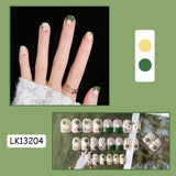 Lianfudai 24P Cute Childlike Rainbow Nail Art Full Cover Artificial Fake Nails Wearing Reusable False Nails Ballerina Press on Nail Art