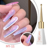 Lianfudai Magnetic Gel Purple Color Reflective Glitter Cat Eye Gel Polish 자석젤  Semi-permanent Nail Polish UV Venalisa for Manicure