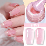 Lianfudai  Jelly Nude Gel Nail Polish 10ml Light Pink Peach Translucent Color UV Light Cure Gel Varnish Nail Art DIY at Home