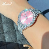 Lianfudai Pink Women Watch Luxury Small Face Elegant Quartz Watches For Ladies Icy Look Party Jewelry Mini Babe So Cute Arm Clock