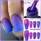 Lianfudai 7ML Auroras Thermal Gel Nail Polish Nude Dark Purple Glitter Gradient Temperature Color Changing Nail Art Gel Varnishes