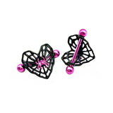 Lianfudai Cute Peach Heart Spider Web Nipple Piercing Two-color Electroplating Stainless Steel Nipple Ring Piercing Jewelry Wholesale