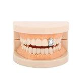 Lianfudai Hip Hip Single Colors Zircon Teeth Grillz 14K Gold Plated CZ Stone Tooth Caps Dental Grills For Women Men Jewelry