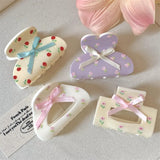 Lianfudai Cute Sweet Bow Flower Hair Claw Women Girl Bowknot Ribbon Crab Clip Y2k hark Clip Hair Clip Hair Accessories