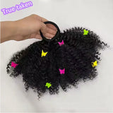 Lianfudai 2pcs/ Luxury Kids Hair Buns Kids Afro Puff Soft Like Natural Human Hair Hand Feel Marley Kinky Bulk for Hair Girl with Elastic