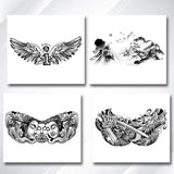 Lianfudai Herbal NO.1 Wings Letter Tatoo Sticker Lasting Fake Tattoo for Woman Man Chest Art Punk Faux Temporary Tatoo Waterproof Tatuajes