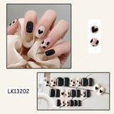 Lianfudai 24p Artifical Fake Nails Full Coverage False Nails White Clouds French Long Wearing Reusable Nail Coffin Ballerina Press on Nail