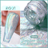 Lianfudai 10ml Auroras Blue Cat Magnetic Gel Nail Polish for Winter Nails Jelly Glass Water Light Varnis Semi Permanent Nail