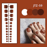 Lianfudai 24P Acrylic Toenails Tips Bright Faced Press On Nails Art Removable Fake Toenails With Glue Full Cover Artificial Toe False Nail