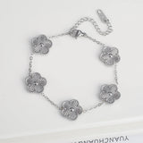 Lianfudai Color jewelry clover stainless steel new plant five-leaf flower bracelet hot jewelry jewelry gifts for women