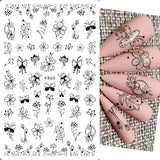 Lianfudai Simple Flowers 3D Nail Stickers Spring Summer Blossom Floral Tulip Fruit Nail Art Decals Adhesive Sliders Manicure Decorations