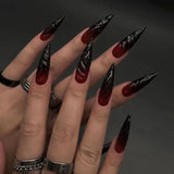 Lianfudai 24pcs Halloween 3D Three Dimensional False Nails Blending Nail Art Press On Nails For Women and Girls Nail Art Salon wholesale