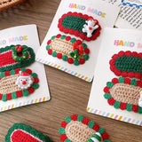 Lianfudai 2pc Cute Crochet Hair Bow Baby Christmas Hair Clips Wool Knit Hair Pins Kids Santa Hairpins BB Barrettes Girls Hair Accessories