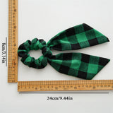 Lianfudai Ponytail Ribbon Hair Tie Santa Claus Elastic Hair Band Christmas Style Plaid Scrunchies Simple Fashion DIY Hair Accessories