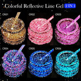 Lianfudai 5ML Colorful Reflective Glitter Liner Gel Polish Sparkling Painting Nail Polish Semi Permanent UV Gel Lines French Nail