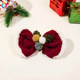 Lianfudai Christmas Deer Hairpin Girls Women Fashion Anlter Bow Hair Clip Red Cute Elk Hairpins Side Clip Plush Snowflake Hair Accessories