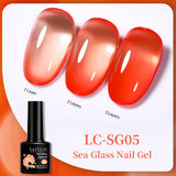 Lianfudai 7ml Translucent Jelly Amber Gel Nail Polish Brown Coloured Varnish Gel Long Lasting Semi Permanent UV Nail Art Manicure