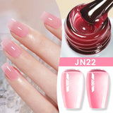 Lianfudai  Jelly Nude Gel Nail Polish 10ml Light Pink Peach Translucent Color UV Light Cure Gel Varnish Nail Art DIY at Home