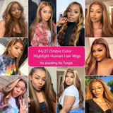 Lianfudai 13x6 Highlight Ombre Straight Lace Front Human Hair Wig Honey Blonde Colored Bone Straight Lace Frontal Wigs For Black Women