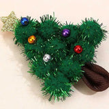 Lianfudai 2Pcs Christmas Tree Hairpins Faux Fur Hair Clips For Baby Girls Glitter Bead Barrettes Headdress Kids Headwear Hair Accessories