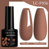 Lianfudai 7ml Translucent Jelly Amber Gel Nail Polish Brown Coloured Varnish Gel Long Lasting Semi Permanent UV Nail Art Manicure