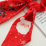 Lianfudai Ponytail Ribbon Hair Tie Santa Claus Elastic Hair Band Christmas Style Plaid Scrunchies Simple Fashion DIY Hair Accessories