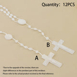 Lianfudai 12 PCS/Lot Factory Wholesale Multi-color Rosary Prayer Beads Classic Old Plastic Cross Pendant Necklaces Catholic Prayer Jewelry