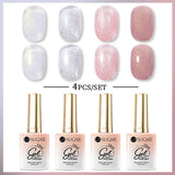 Lianfudai 15ml Jelly Nude Pink Gel Nail Polish Set Milky White Sheer Crystal Natural Translucent Soak Off Gel Polish 8/6/4PCS Kit