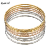 Lianfudai 7PCs/Set New Fashion Roman style Stainless Steel Bangle gold color Lover Charm Bracelet for Women Brand Gold Wide Cuff Bangle