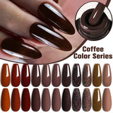 Lianfudai  7ML Gel Nail Polish Brown Earth Coffee Color Series Semi Permanent UV Gel Chocolate Autumn Winter Nail Art Gel Varnish