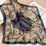 Lianfudai  Design brand foulard Neckerchief Shawl Wraps Print Silk Satin Scarf square Women Muslim Hijab Elegant Headband Bandana