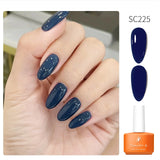 Lianfudai 7ml Semi Permanent Gel Nail Polish green blue purple Natural Transparent Nude Nails Art Soak Off  UV LED Varnish Base Top Coat