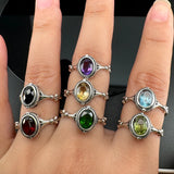 Lianfudai  Ring Natural Colored Ore Amethyst Jade Women's Ring Jewelry Women's Open Ring Sparkling Wedding Accessorie