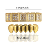 Lianfudai Hip Hop CZ Stones Teeth Grillz Set For Unisex Top Bottom Mouth Teeth Grills Shiny CZ Fashion Jewelry For Gift