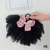 Lianfudai 2pcs/ Luxury Kids Hair Buns Kids Afro Puff Soft Like Natural Human Hair Hand Feel Marley Kinky Bulk for Hair Girl with Elastic