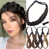 Lianfudai  Synthetic Wig Headband Fishtail Braids Hair with Adjustable Belt Plaited Hairband Bohemian Style Women Hairstyle Hairpieces