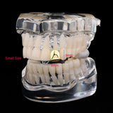 Lianfudai HipHop Classic Single Teeth Grillz Golden Tooth Caps Decor 14K Gold Plated Dental Grills Body Jewelry For Women Men