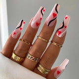 Lianfudai 24P Fashion Fake Nails With Design Leopard Full Cover False Nails Tips Black Brown Stiletto Press On French Artificial Nail Glue