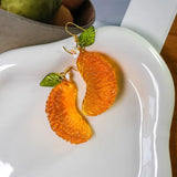 Lianfudai New Fashion Cute Orange Slice Earrings Fruit Jewelry Summer Earrings Y2K Handmade Creative Women's Creative Party Gifts Daily