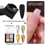 Lianfudai Semi-solid Drawing Gel Glue Magic Mirror Powder Spider Liner Nail Gel Polish Lamp Gel Lacquers Adhensive Glue Gel Manicures