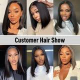 Lianfudai Put on and Go Glueless Wig Human Hair Pre Plucked Pre Cut Lace Bleached Knots Straight Short Bob Wigs Human Hair For Black Women