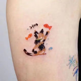 Lianfudai Tatoo Waterproof Cat Japanese Cute Pet Arm Semi Permanent Tattoo Cat Animal Funny Tattoo Sticker Temporary Tattoos for Men Women