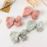 Lianfudai 1PC Muslin Cotton Leopard Floral Printing Bowknot Hair Clips For Baby Girls Barrettes Hairpins Kids Hair Clip Hair Accessories