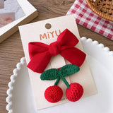 Lianfudai 2/4PCS Red Hair Pins for Girls Fabric Bow Bangs Clips Christmas Baby Hair Accessories Knitted Sweet Korean Hair Clip Kids Gifts