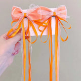 Lianfudai New Fashion Kids Bow Strap Hairpin Baby Weaving Headwear Long Beauty Girls Hairpins Fashion Children's Hair Accessories