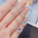 Lianfudai Minimalist Silver Color Chain Long Tassel Drop Earring For Women Cubic Zirconia Crystal Ear Personality Ear Line Jewelry