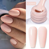 Lianfudai  Jelly Nude Gel Nail Polish 10ml Light Pink Peach Translucent Color UV Light Cure Gel Varnish Nail Art DIY at Home