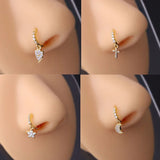 Lianfudai 20G Gem Dangle Nose Rings for Women heart dangle Nose Piering Jewelry body jewelry